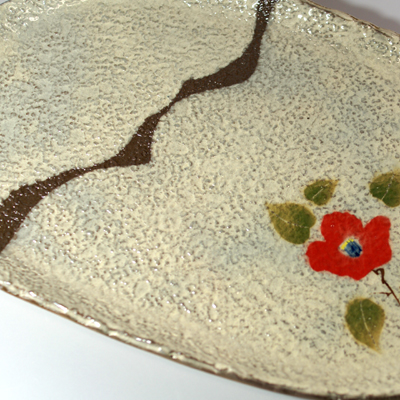 椿　楕円板皿